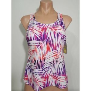Go Gossip palm print racerback tankini top size S multi color